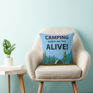 Camping laat me levendig kamperen kussen