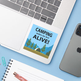 Camping laat me levendig kamperen sticker