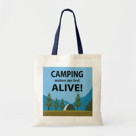 Camping laat me levendig kamperen tote bag