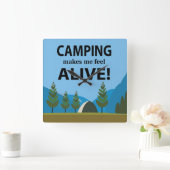 Camping laat me levendig kamperen vierkante klok (Huis)