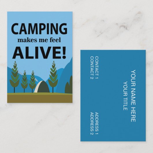 Camping laat me levendig kamperen visitekaartje (Voorkant / Achterkant)