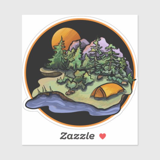Camping Landschap Sticker (Vel)