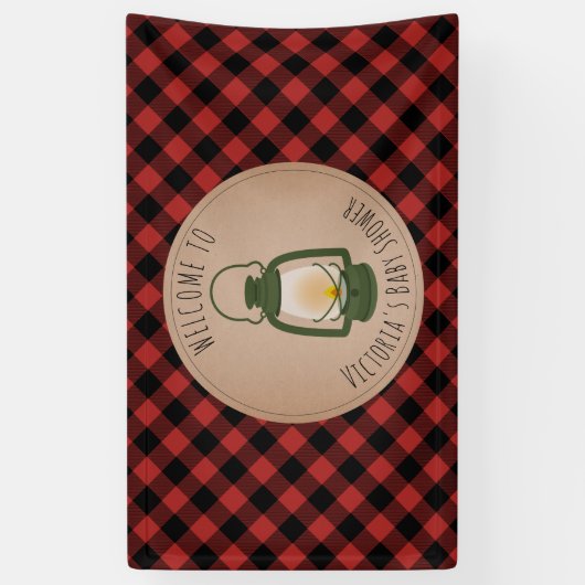 Camping Lantaarn Pset Baby shower Welkom Spandoek (Verticaal)