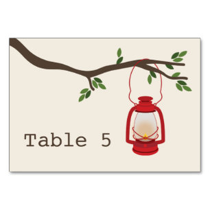 Camping Lantaarn & Tree Branch Trouwtafel Nummer Kaart