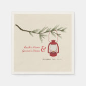 Camping Lantern + Evergreen Tree Wedding Napkins Servetten (Voorkant)