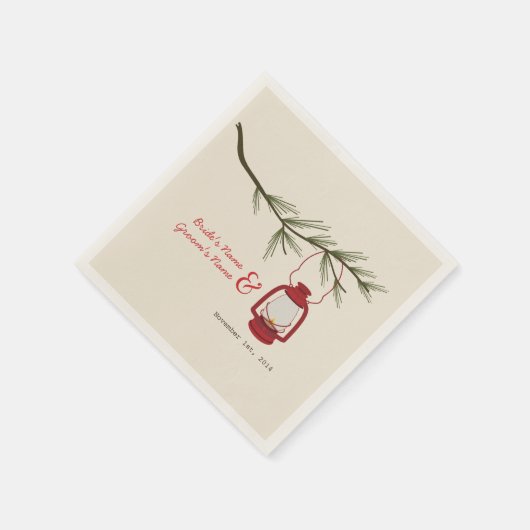 Camping Lantern + Evergreen Tree Wedding Napkins Servetten (Hoek)