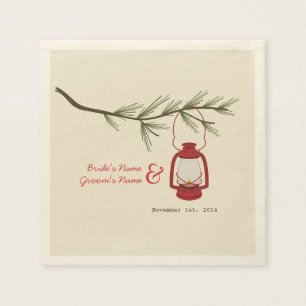 Camping Lantern + Evergreen Tree Wedding Napkins Servetten