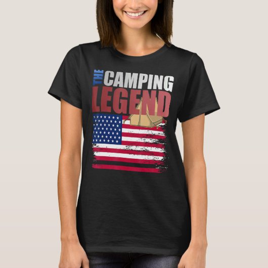 Camping Legend American Flag voor Husband Dad T-shirt (Voorkant)