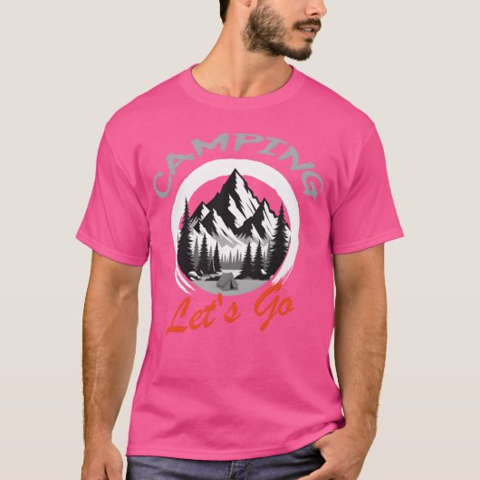 Camping Lets Go cadeau T-shirt (Voorkant)