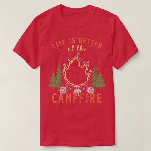 Camping leven is beter door het kampvuur 1 t-shirt (Design voorkant)