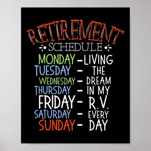 Camping Leven Pensioen Schema Busje Rv Camper Vent Poster (Voorkant)