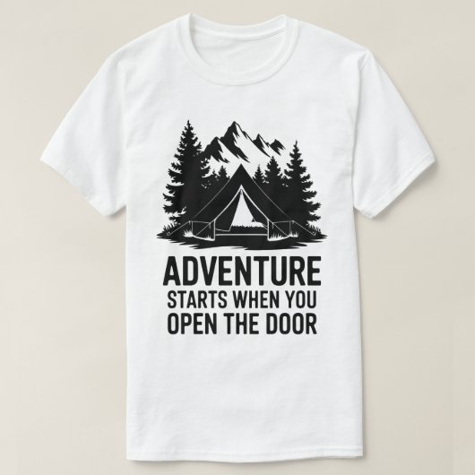 Camping Life Forest Tent Door Adventure Quote T-shirt (Design voorkant)