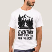 Camping Life Forest Tent Door Adventure Quote T-shirt (Voorkant)