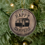 Camping Life Happy Campers Rustic Wood Keramisch Ornament<br><div class="desc">Camping Family Happy Campers Rustic Wooden Ornamenten.</div>