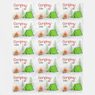 Camping Life Large Fleece Blanket Deken