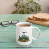 Camping Life, met een tent in de rugverpakking van Koffiemok