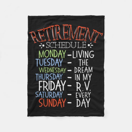 Camping Life Retirement Schedule Van RV Camper Fan Fleece Deken (Voorkant)
