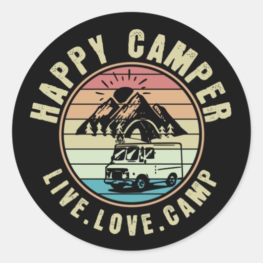 Camping - Live. Liefde. Kamp buiten Ronde Sticker (Voorkant)