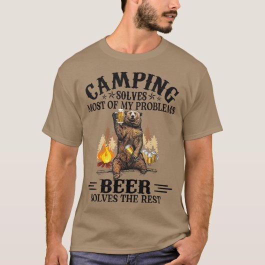 Camping lost de meeste van mijn problemen Beer op  T-shirt (Voorkant)