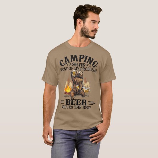 Camping lost de meeste van mijn problemen Beer op  T-shirt (Voorkant volledig)