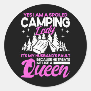 Camping Lover Quote Verwend Camping Lady Camper Ronde Sticker