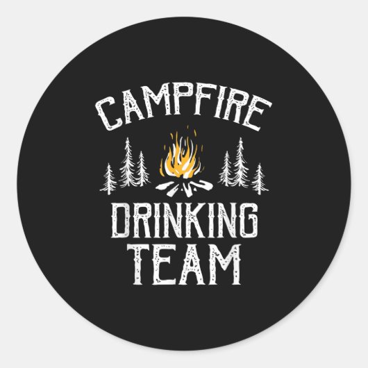 Camping Lovers Camper van het Team van het kampvuu Ronde Sticker (Voorkant)