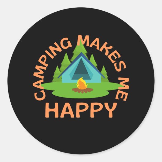 Camping maakt me gelukkig ronde sticker (Voorkant)