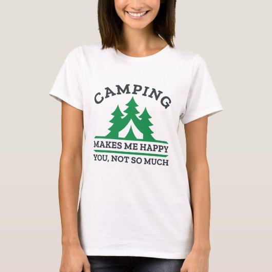 Camping maakt me gelukkig t-shirt (Voorkant)