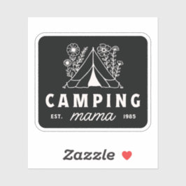 Camping mama camper mama moeder whimsical zwart sticker