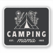 Camping mama camper mama moeder whimsical zwart sticker (Voorkant)