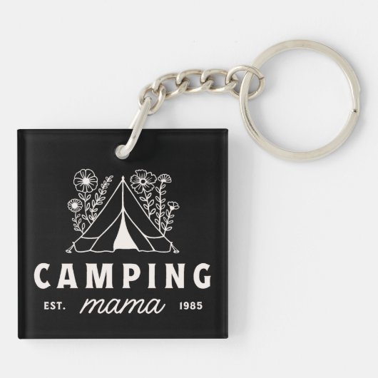 Camping mama camper moeder moeder whimsical sleutelhanger (Achterkant)