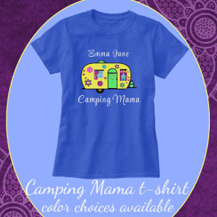 Camping Mama Sweet Camper Trailer met naam T-shirt