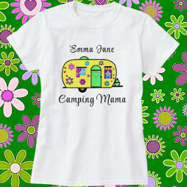 Camping Mama Sweet Camper Trailer met naam T-shirt