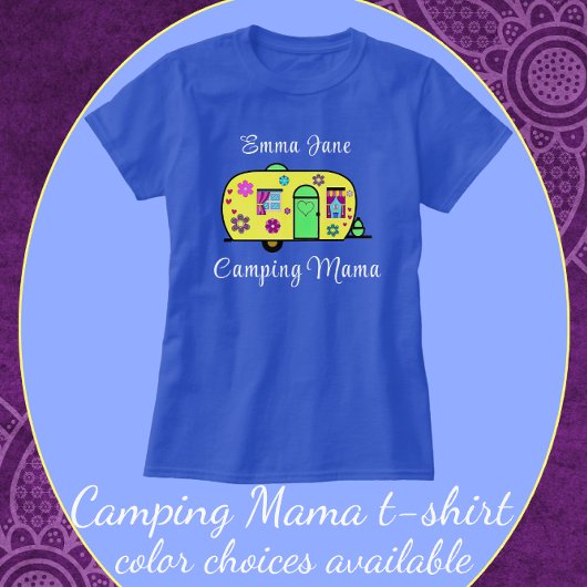 Camping Mama Sweet Camper Trailer met naam T-shirt