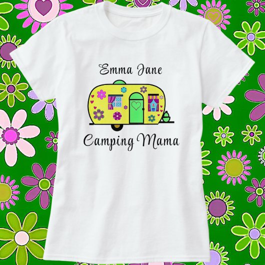 Camping Mama Sweet Camper Trailer met naam T-shirt