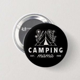 Camping mama zomer kamp camper moeder whimsisch ronde button 5,7 cm
