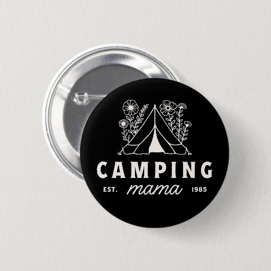 Camping mama zomer kamp camper moeder whimsisch ronde button 5,7 cm (Voorkant /achterkant)
