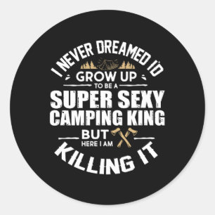 Camping Mannen Camper RV Camping Vakantie Camping Ronde Sticker