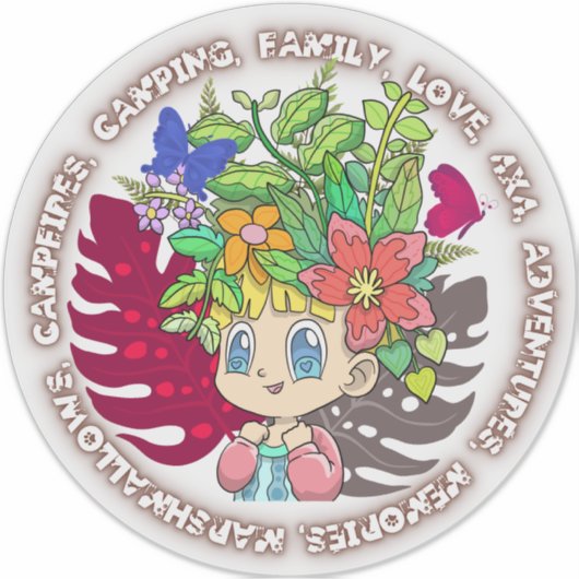 Camping Marshmallows Love Brown Sticker (Voorkant)