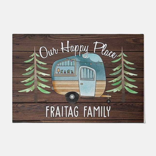 Camping Mat, Happy Camper Family Rug Deurmat (Voorkant)