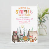 Camping meer leuke meisjesverjaardag uitnodiging. kaart (Staand voorkant)