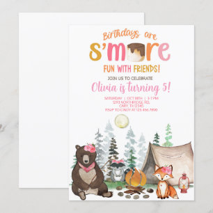 Camping meer leuke meisjesverjaardag uitnodiging. kaart