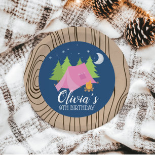 Camping meisje Verjaardagsfeestje borden houten ac Papieren Bordje