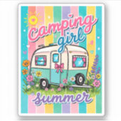 Camping Meisjesreis Zomer Sticker (Voorkant)
