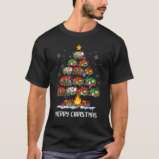 Camping Merry Christmas Tree Camper Family Xmas Pa T-shirt (Voorkant)