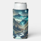 Camping met bergen en tenten seltzer blikjeskoeler (Seltzer Voorkant)