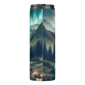 Camping met bergen en tenten thermosbeker (Achterkant)