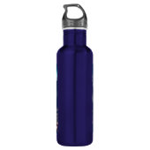 Camping met bergen en tenten waterfles  (Achterkant)