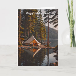 Camping met een tent naast een Lake Birthday Kaart