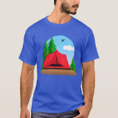 Camping met Evergreen Bomen T-shirt (Voorkant)